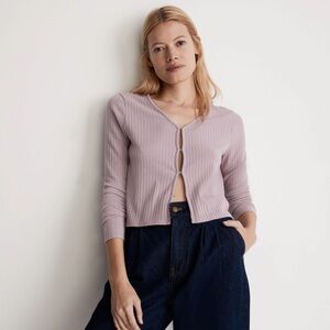 MADEWELL Ribbed Crop Cardigan In Provence Grape